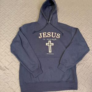 Y2K Jesus Hoodie “Jesus Is Enough” with front and back print Men's Size Large